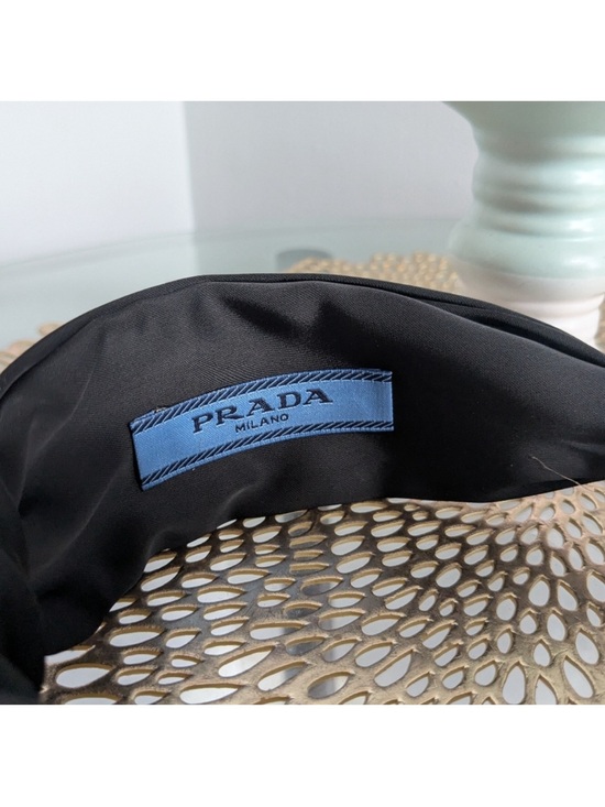 PRADA STYLE Black satin Knotted Headband triangular LOGO